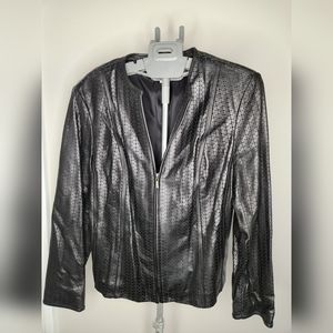 Valerie Stevens Seperates 100% Leather Women's Jacket Black Size L Half Zip